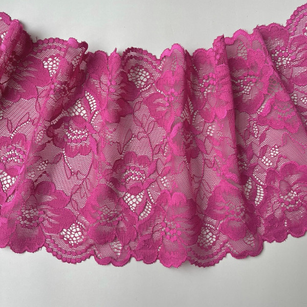 Розовое эластичное кружево 19 см цв.494, 1 м (Р001-304-494)